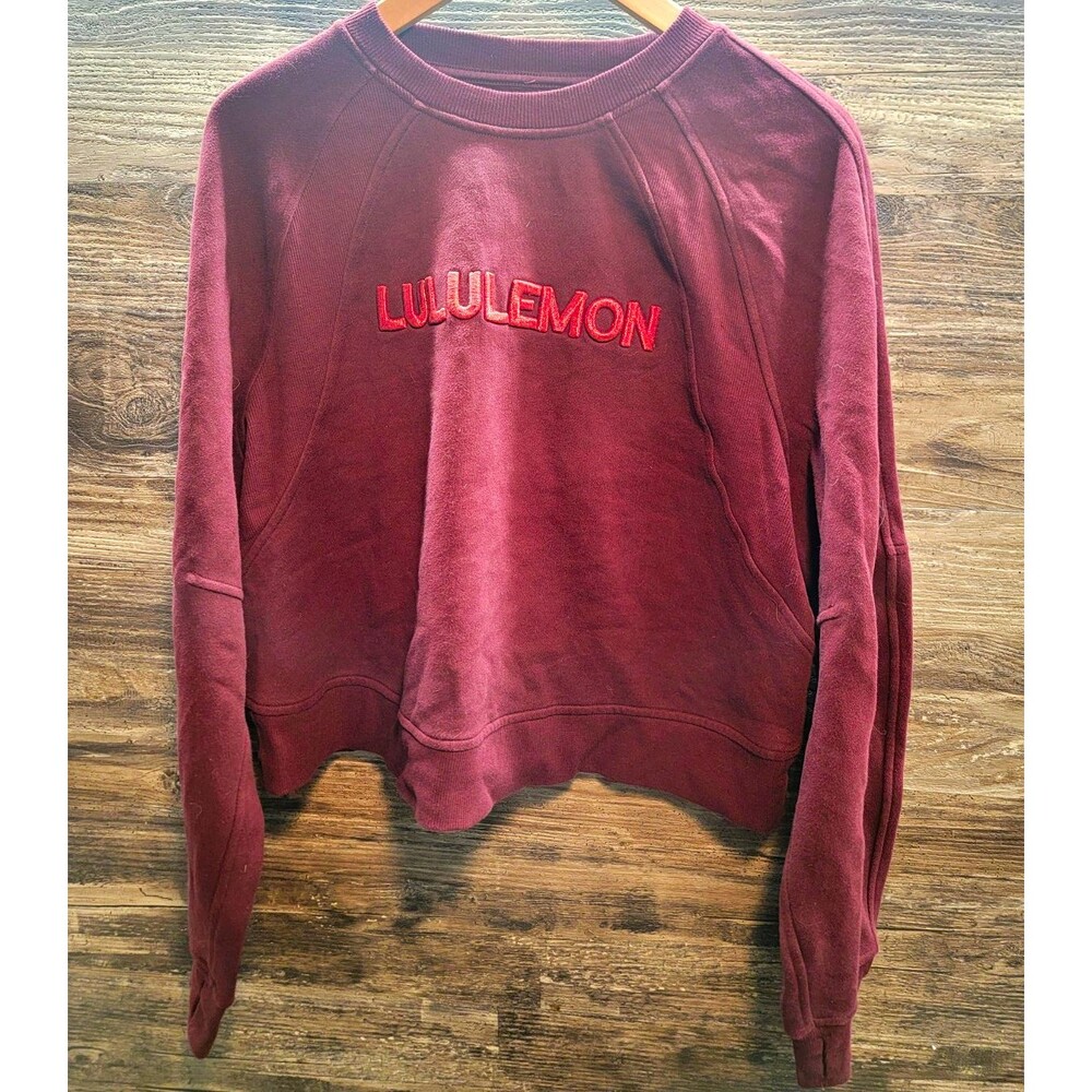 Lululemon Scuba Women’s Burgundy Logo Graphic Pullover Sweatshirt Size L